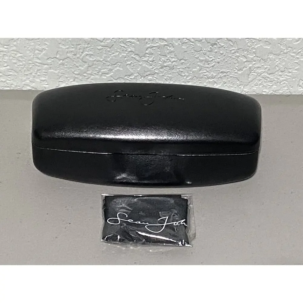 SEAN JOHN Hard Clamshell Sunglasses Eyeglass Case Only + Cleaning Cloth Black